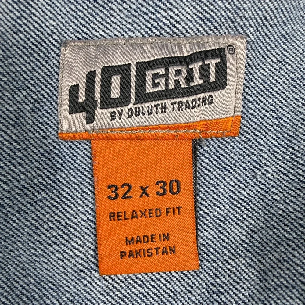 40 Grit Duluth Trading Mens Jeans 32x30 Relaxed Fit Straight Medium Wash Stretch